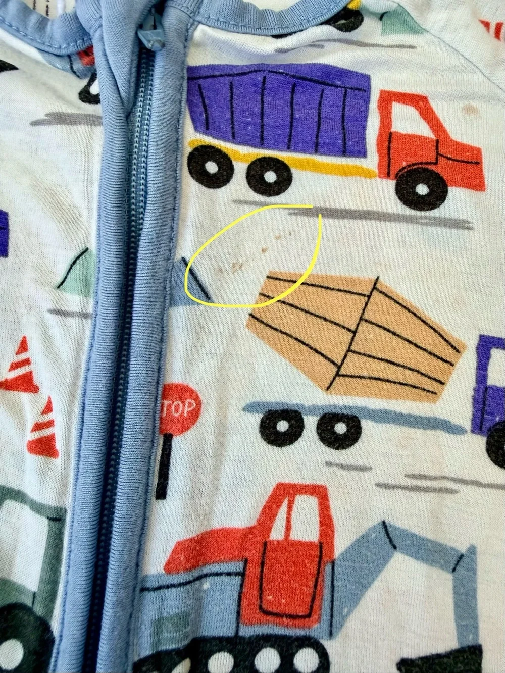 Little Sleepies Construction Zippie (size 3-6M)